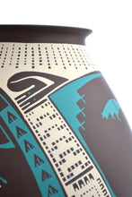 Cargar imagen en el visor de la galería, Vasija Café Deco Beige y Turquesa