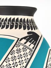 Cargar imagen en el visor de la galería, Vasija Gde Café Deco Azul y Beige LO