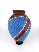 Cargar imagen en el visor de la galería, Vasija Gde Café Deco Rojo y Azul LO