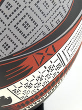 Cargar imagen en el visor de la galería, Vasija Gde Café Deco Rojo y Beige con Anillo Azul LO