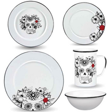 Cargar imagen en el visor de la galería, Vajilla Set Platos Calavera y Flores para 1 persona (5 piezas)
